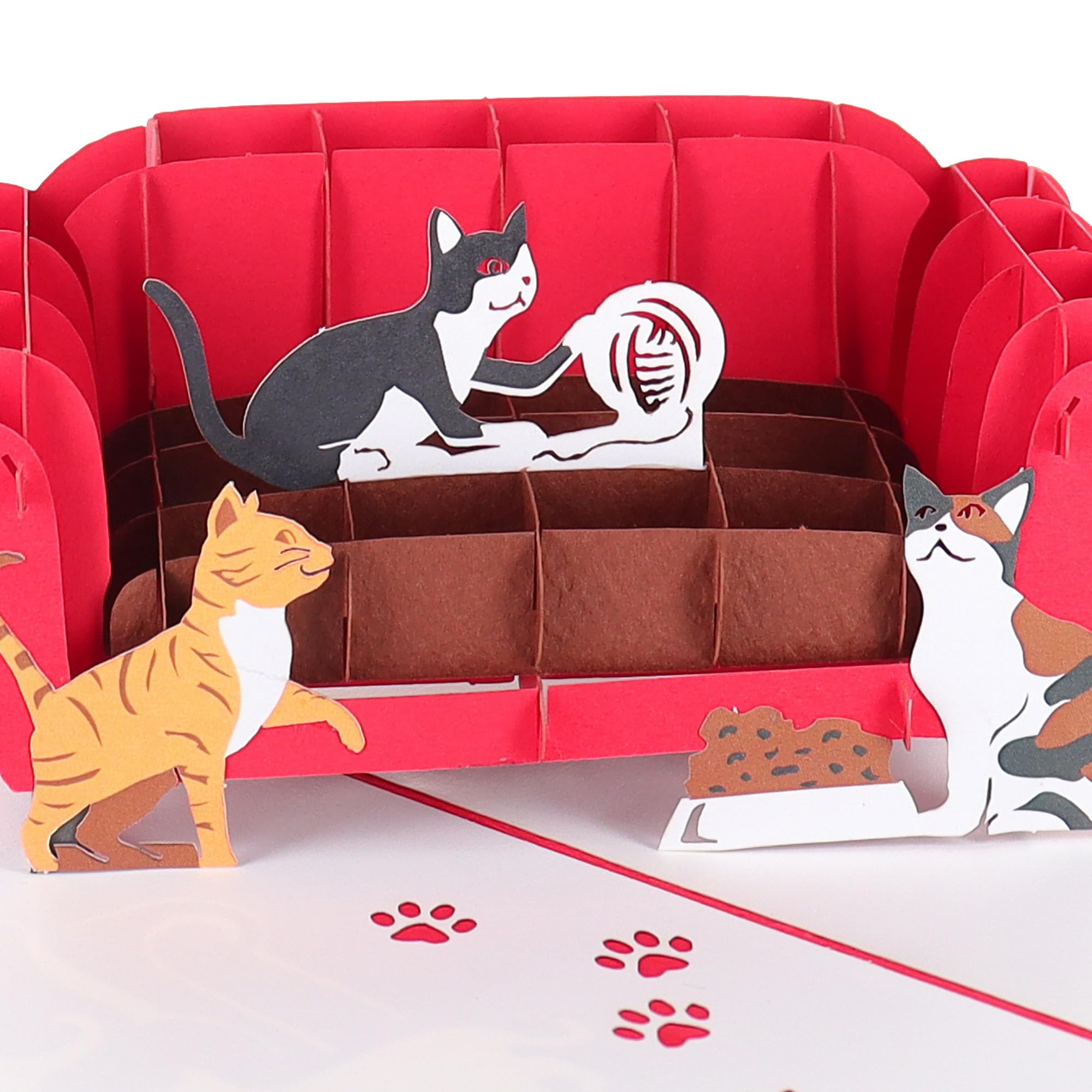 iGifts And Cards Cozy Cats on the Couch 3D Pop Up Card - 6x8 Adorable Cat-Themed Greeting with Envelope, Ideal for Birthdays, Pet Owners, Anniversaries, and All Cat Lovers, Unique Friendship Gift