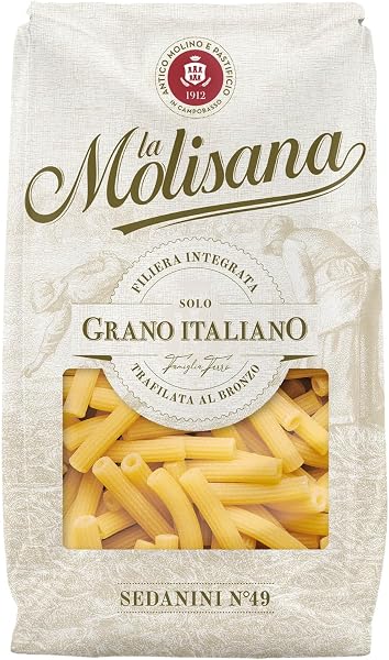 La Molisana - Sedanini n. 49, Pasta Classica da Solo Grano Italiano, Trafilata al Bronzo, Piccoli e Scanalati Ideali per Sughi Vellutati o Leggeri, Confezione da 500 g - 1