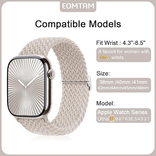 Miniatura 3 de EOMTAM 5 Pack Braided Stretchy Adjustable Straps Compatible for Apple Watch Ultra 21 Band 38mm 40mm 41mm 42mm 44mm 45mm 49mm for Women Men ,Sport