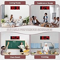Vista 8 de 18.7‘’Large Digital Wall Clock,LED Digital Clock with Big Number,Multi-Function Remote Controlled Wall Clock with Timer, Alarm and Calendar