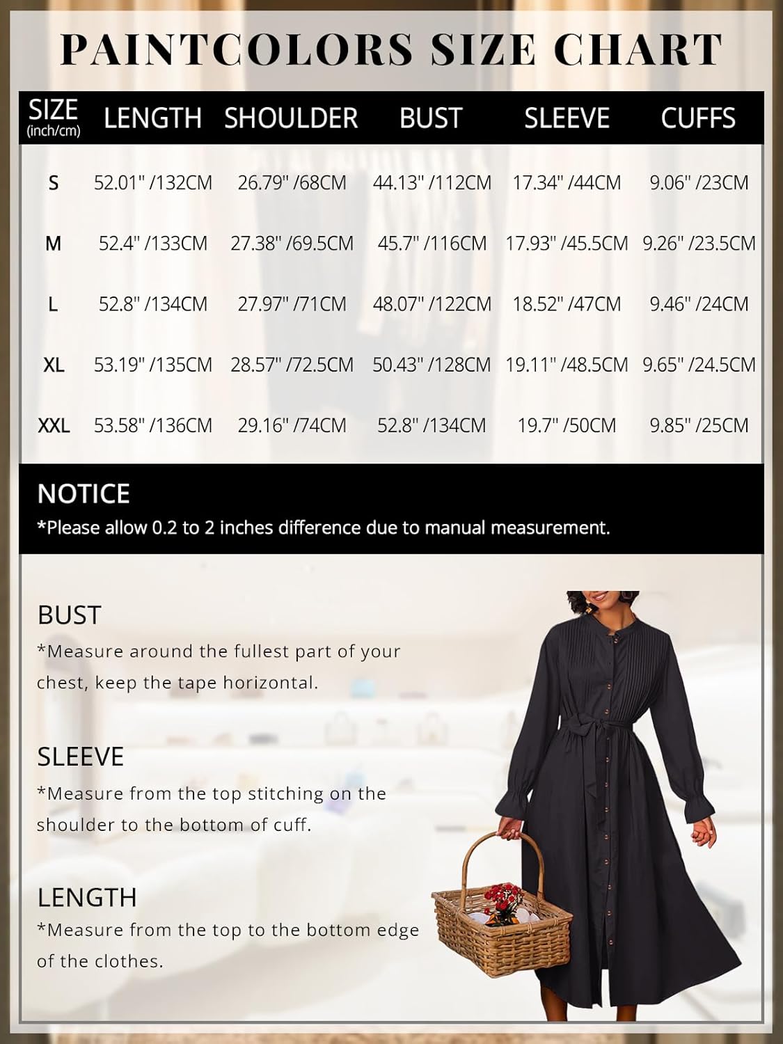 Paintcolors Women's Long Sleeve Maxi Dress Casual Button Down V Neck Flowy Belted Tie Waist A-Line Loose Shirt Swing Dresses - Image 7