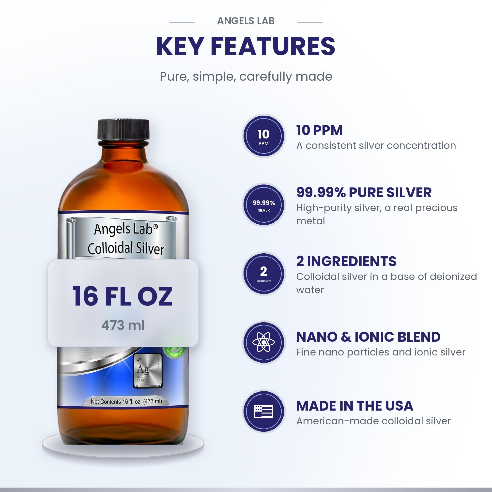 Colloidal Silver 16oz Glass Bottle 10PPM Angels Lab Immune Support Nano Liquid — Amazon image 3