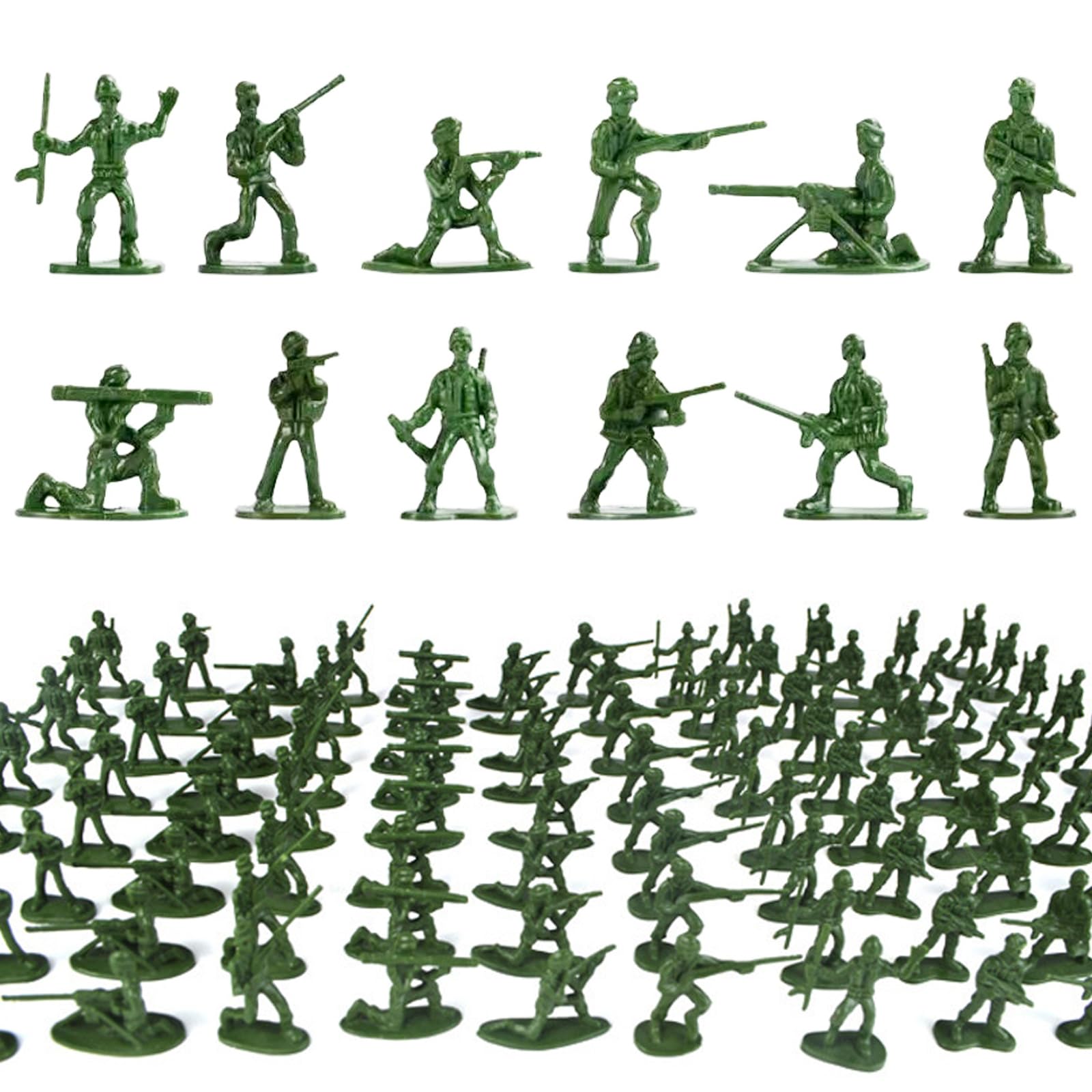EDLMKM 100 PCS Mini Plastic Soldiers Figures, Toy Soldiers Army Toys, 12 Style Soldiers Poses Traditional Green