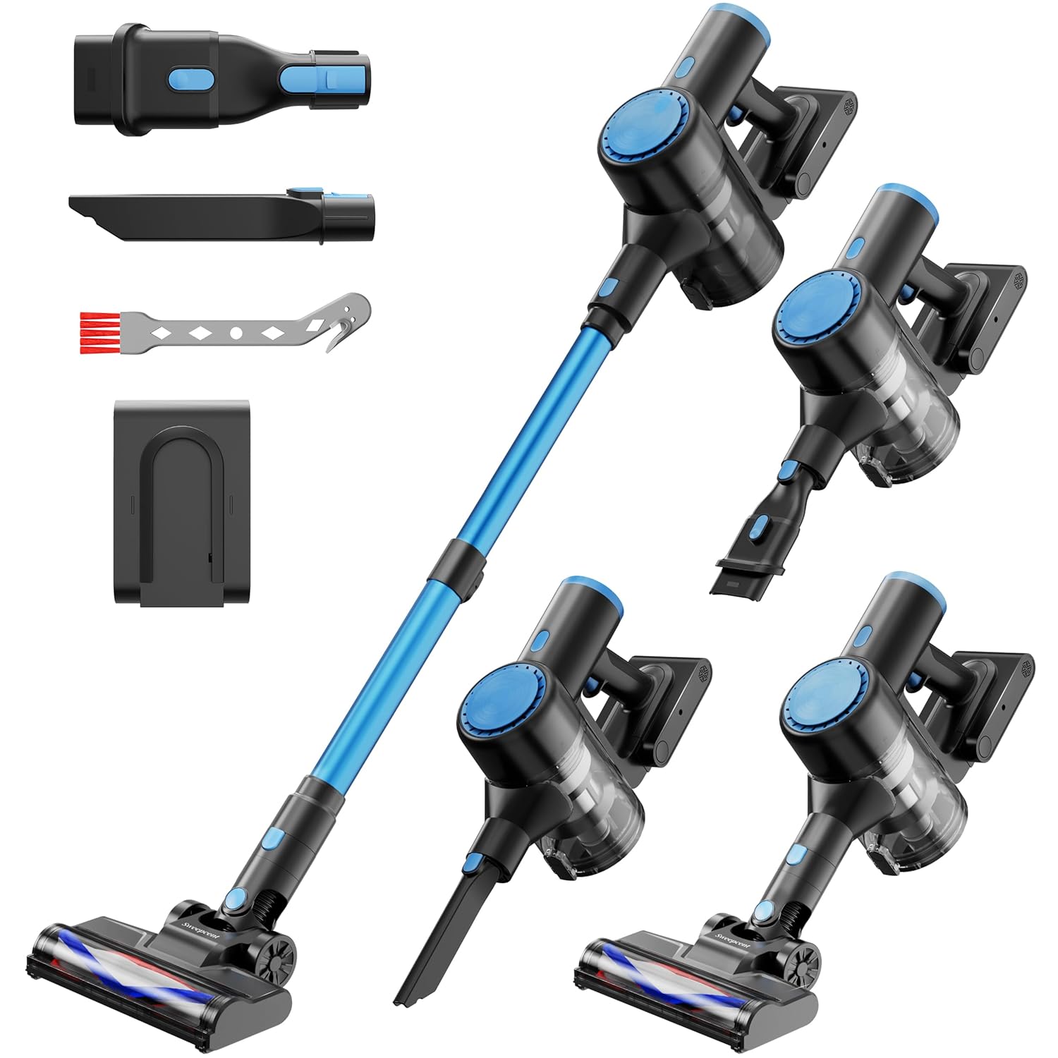 Cordless Vacuum Cleaner 44kPa 55Mins Vacuum Cordless Rechargeable Self-Standing 1 5L Dust Cup Stick Vacuum for Hard Floors