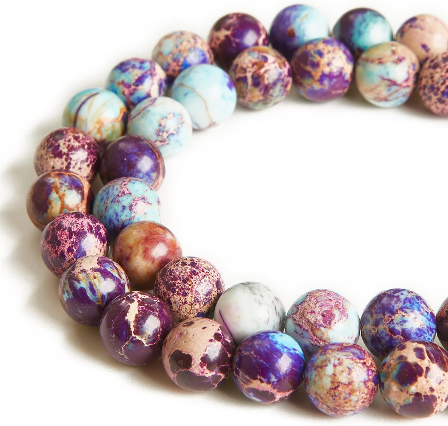 150pcs 8mm Colorful Imperial Jasper Beads Natural Gemstone Beads Round Loose Beads for Jewelry Making