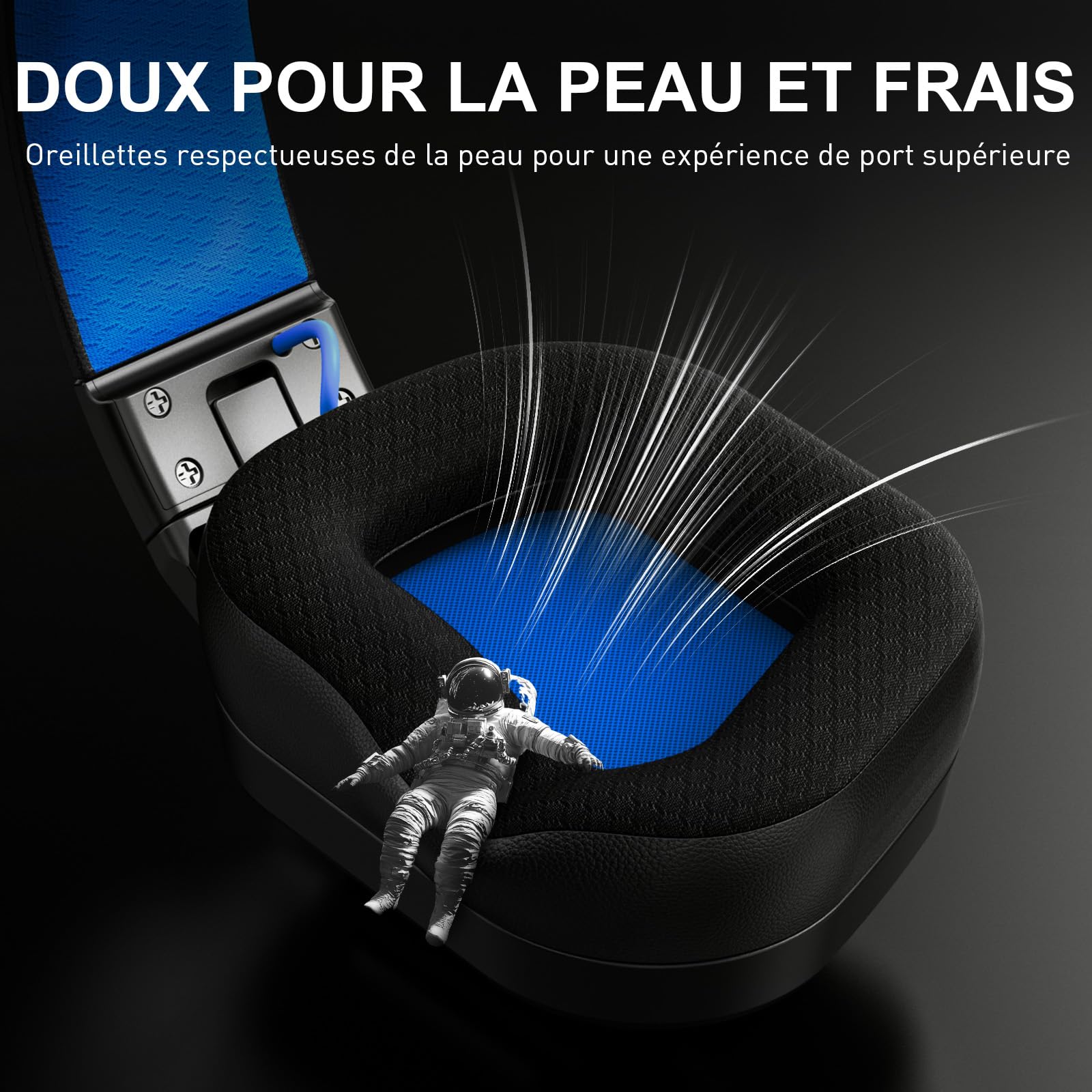 VK82 Casque Gaming sans Fil avec Microphone, 2.4GHz Casque Bluetooth Annulant Le Aruit pour Ps4, Ps5, PC, Switch, Mac, Casque de Jeu Pliable avec Éclairage RGB, Batterie de 50h -Noir Bleu