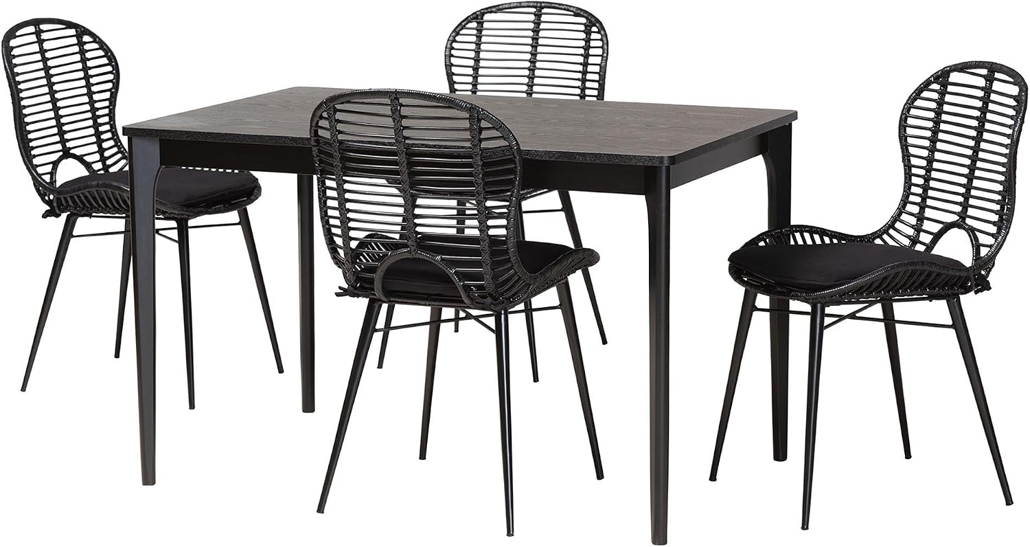 Amazon.com - bali & pari Brenna Natural Rattan Dining, 5-Piece Set ...