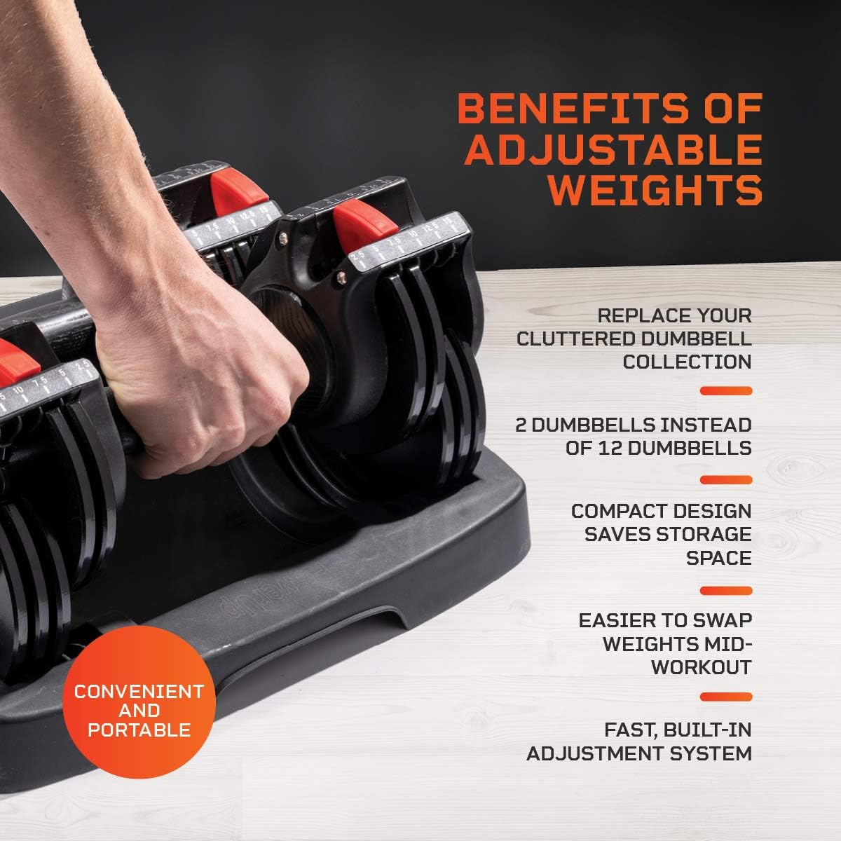Lifepro PowerUp Adjustable Weights Dumbbells Set - Home Workout Equipment for Weight Lifting, Strength Training, Muscle Building, Core Fitness - Light 2.5 lb-15 lb Adjustable Dumbbells Set of 2 : Sports & Outdoors
