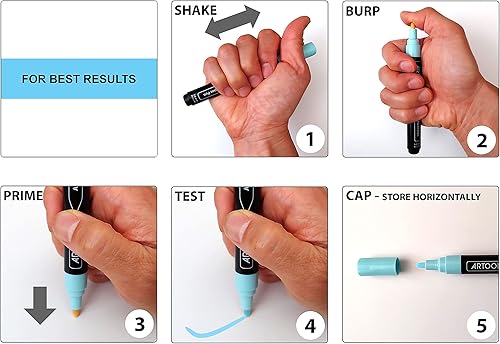 Miniatura 8 de TOOLI-ART Juego de marcadores de pintura acrílica en blanco y negro para pintura de roca, lienzo, tazas, metal, pintura de vidrio, tela, madera,
