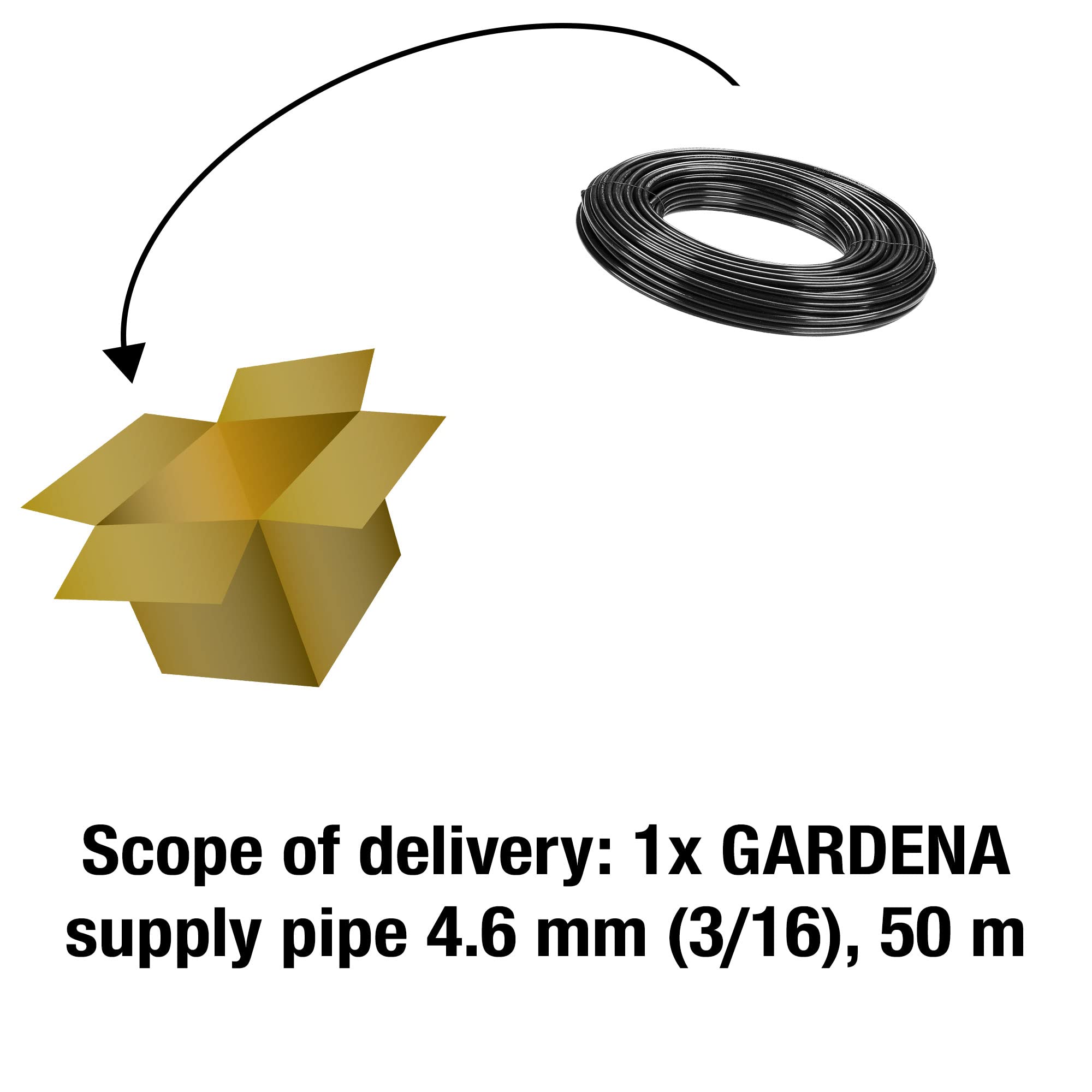 Gardena Tubo de distribución de Ø4,6 mm Rollo de 50 m, Negro, 4,6 mm (3/16")