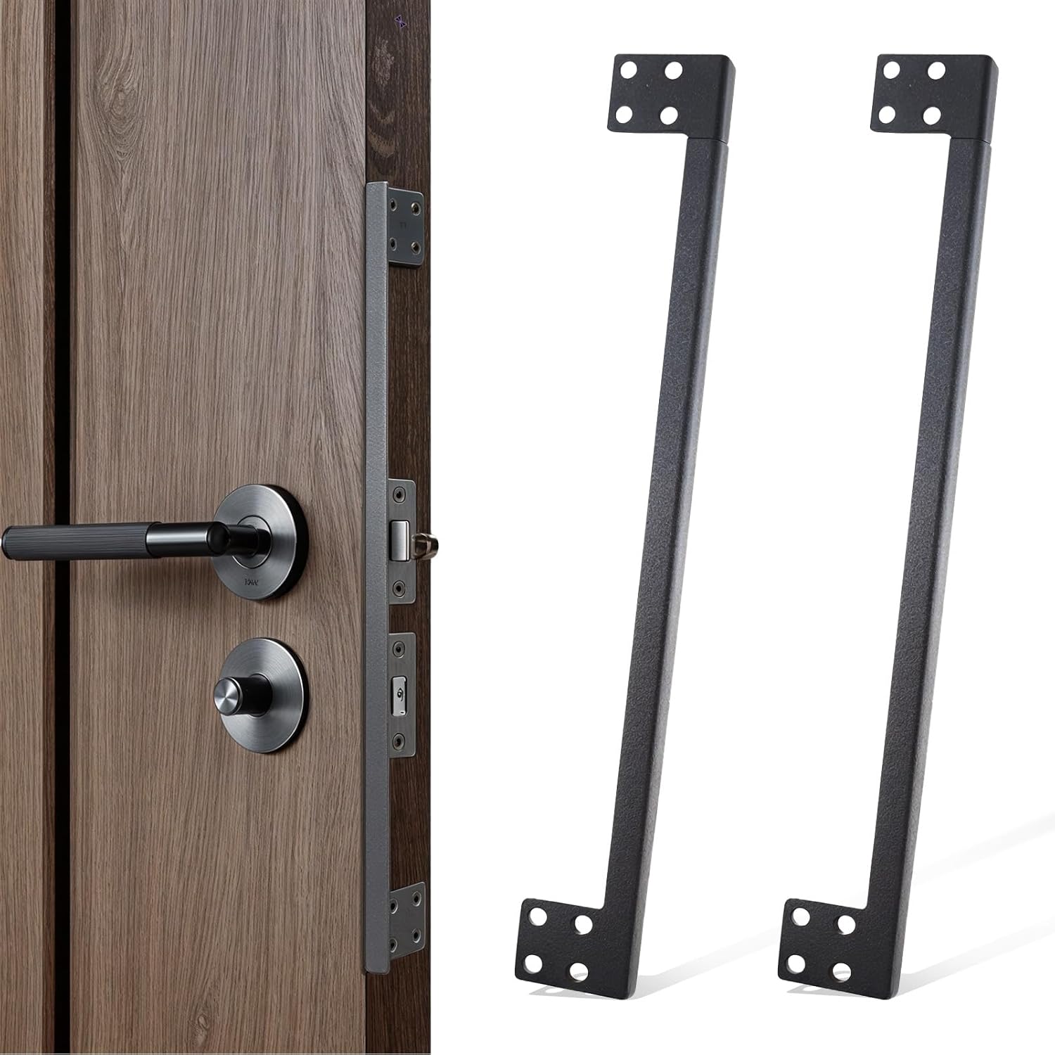 2Pcs Door Latch Guard Plate, 11 Inch Door Latch Guard Plate Cover, Outswing Door Security Protector, L-Shaped Door Latch Shield to Prevent Unauthorized Entry