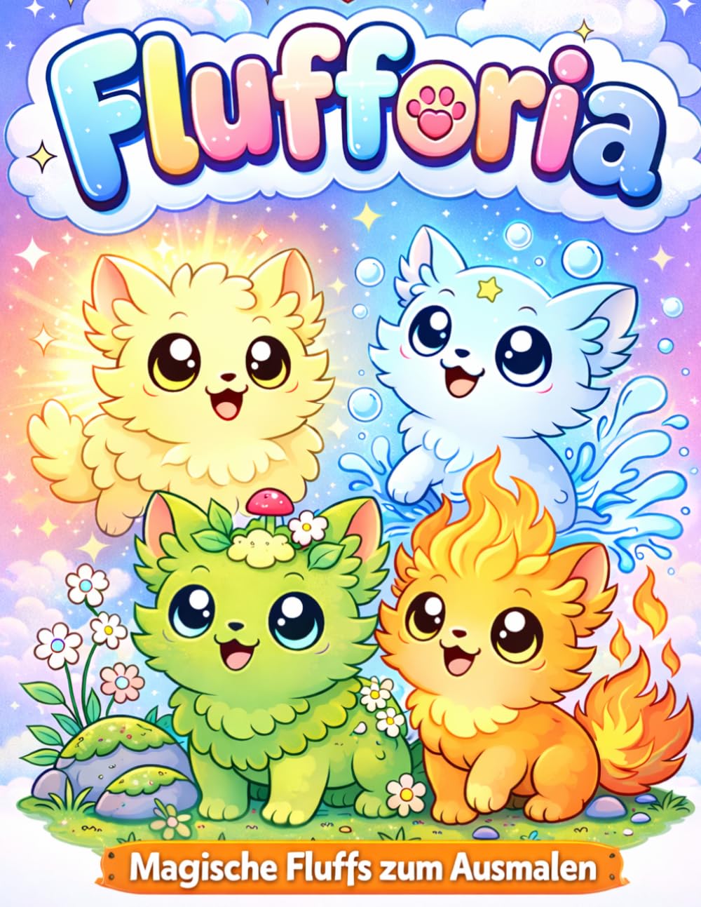 Flufforia – Magische Fluffs zum Ausmalen: Süßes Ausmalbuch für Kinder & Erwachsene | Über 20 niedliche Fantasy Wesen | Entspannendes Malbuch mit einfachen Motiven