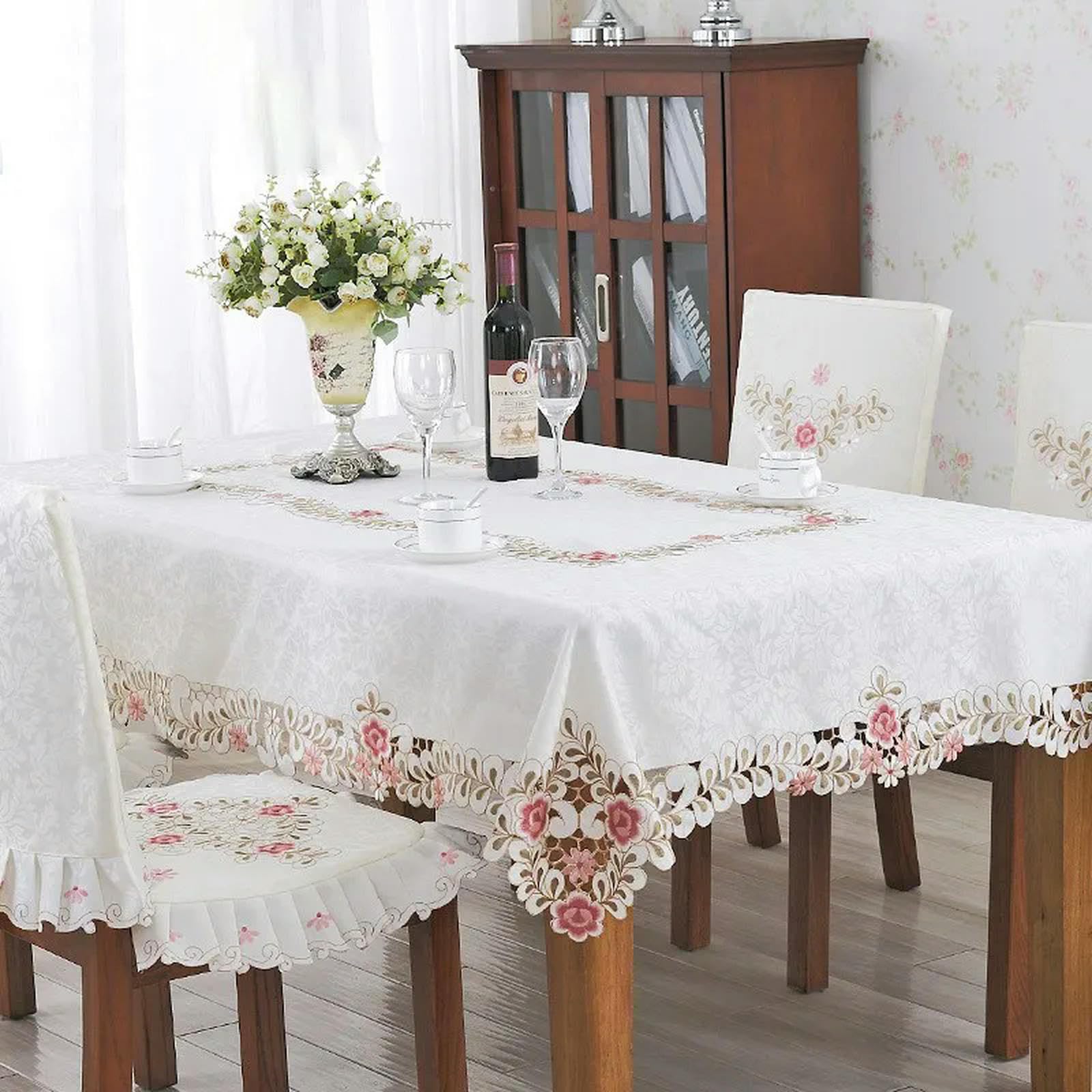 Nappe rectangulaire de style pastoral grand format pour décoration de table champêtre