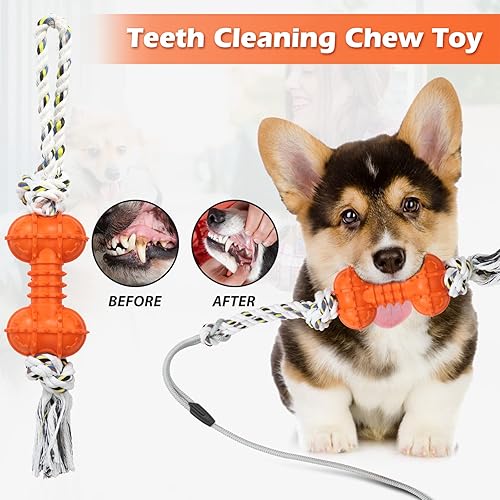 Miniatura 2 de YeYeBest Bastón de coqueteo para perros con juguetes para masticar dientes, poste de coqueteo resistente para perros, varita interactiva para