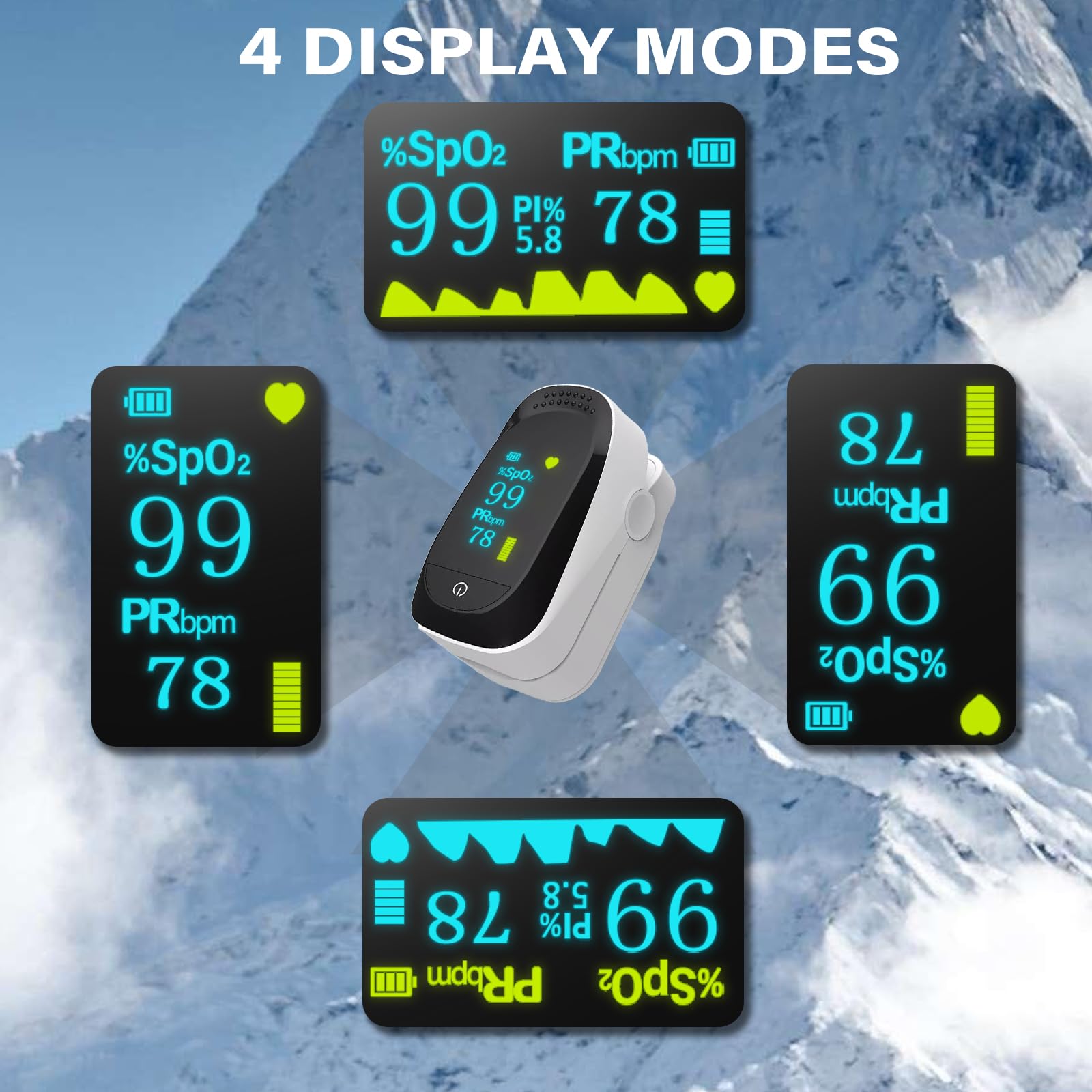 Pulse Oximeter, Oxygen Meter Finger Monitor, Home Heart Rate, Easy to Use, Low Power Consumption, Easy to Carry, High-Grade Shape, with Accessories — view 6