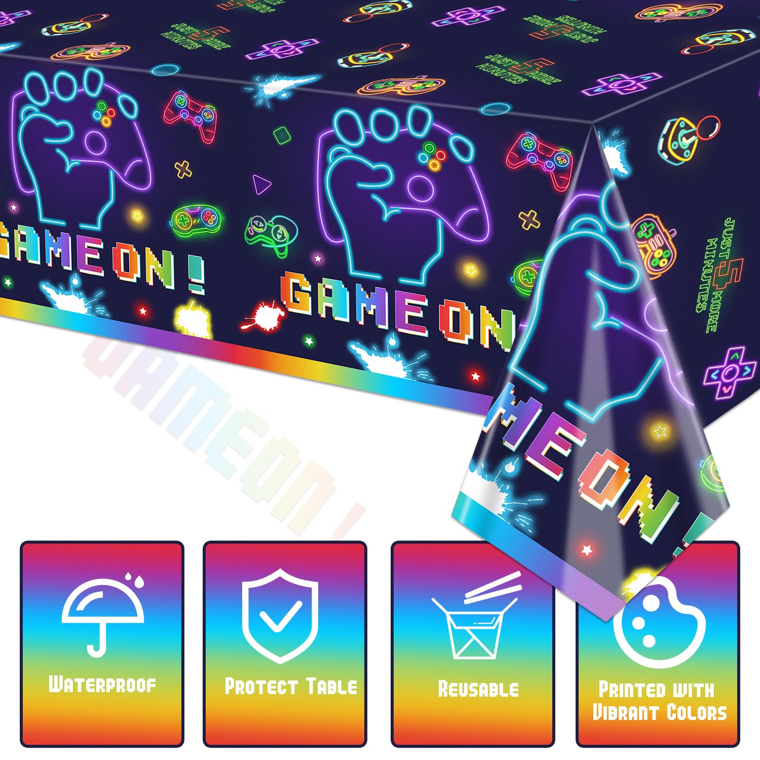 WERNNSAI Tovaglia Per Festa A Tema Videogiochi – 2 Pezzi, 137x274 Cm, Blu, Impermeabile, Decorazioni Per Compleanno Gamer