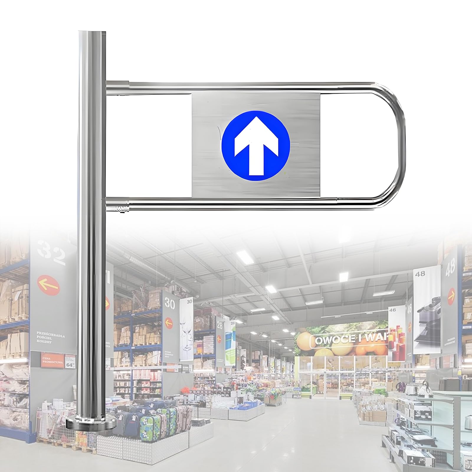 Automatyczna brama skrzydłowa ze stali nierdzewnej z mechanizmem sprężynowym - otwieranie 90° samozamykająca się jednokierunkowa bariera bezpieczeństwa do wejścia/wyjścia - konstrukcja lewego zawiasu