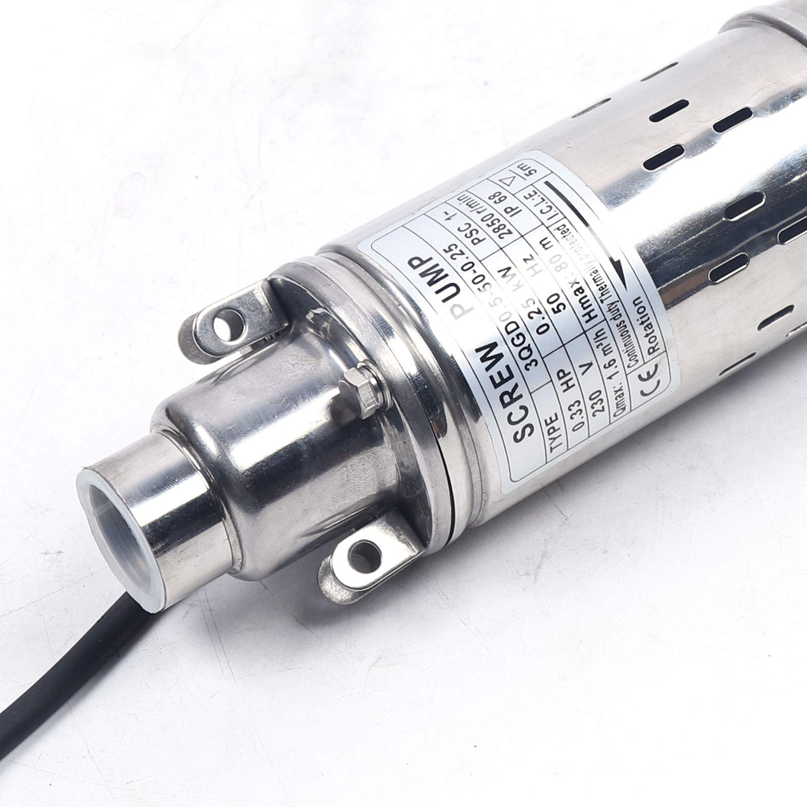 Pompa per pozzi profondi da 3 pollici, in acciaio inox, 262,47 m, altezza di mandata, 250 W, 2,850 giri/min, 422,68gal/h, per fontane, pozzi, cisterne, pompa per acqua profonda