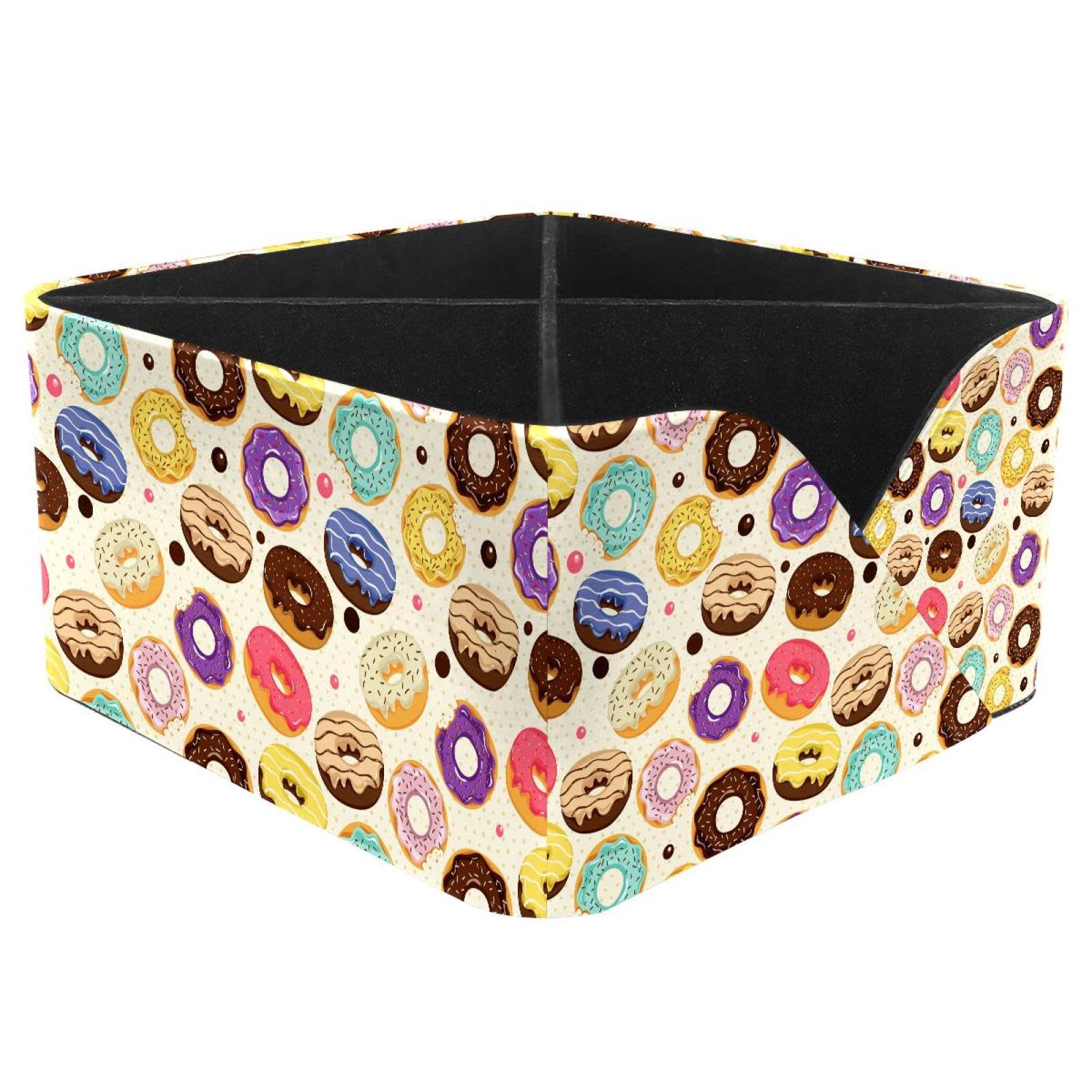 KengjuTesu Cute Donuts Desktop Organizer Pen Holder, Rectangular Pencil Cup for Office, Study and Makeup Stations
