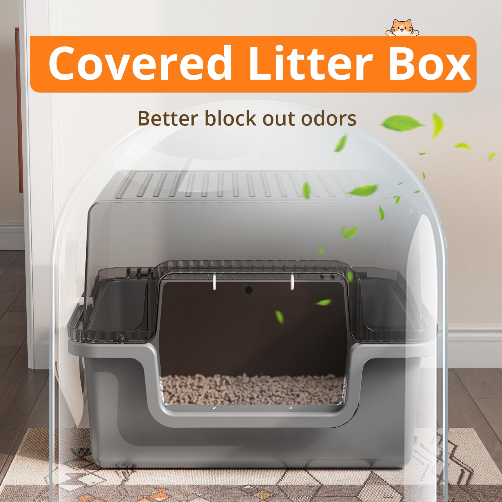 Oneluck XXL Covered Cat Litter Box with Scoop,Easy to Clean,Extra Large Non-Stick Pan for Multi-Cat Households - image 7