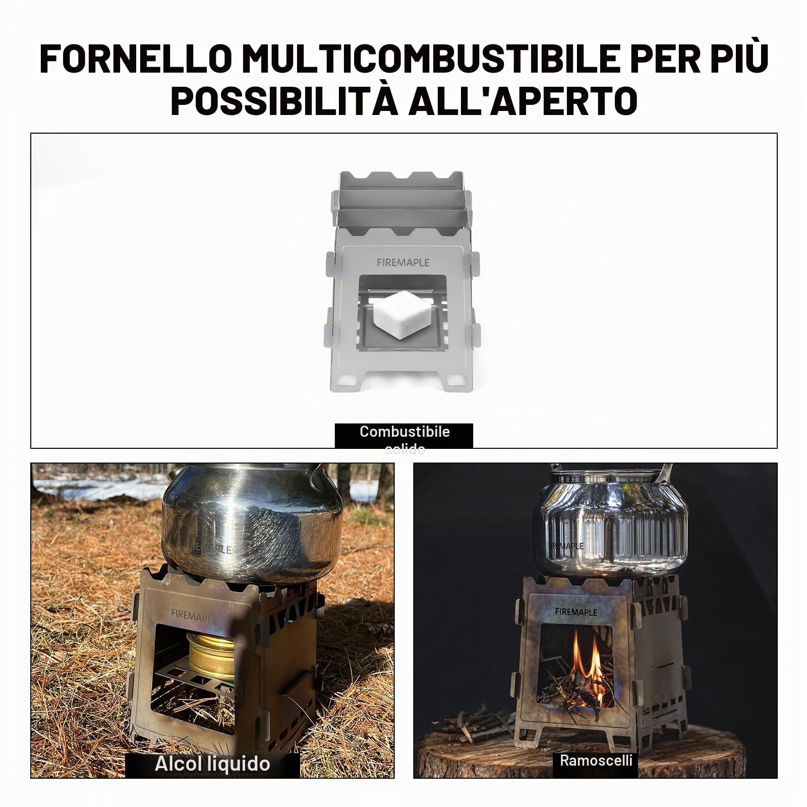 Fire-Maple Fortress Stufa in Titanio a Legna Ultra-leggera Compatta e Multiuso per Campeggio, Escursionismo e Trekking
