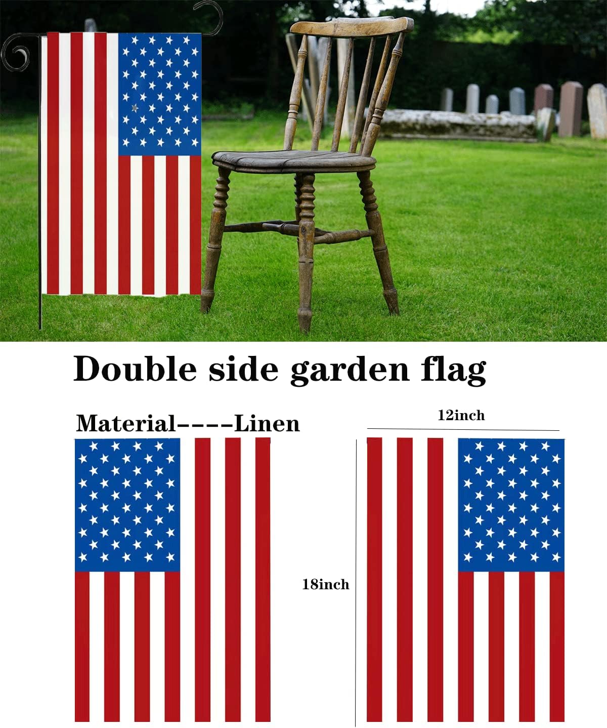 TOMTU 4th of July Decorations Throw Pillow Covers 18x18 Inch Set of 2Independence Memorial Day Decorations Cushion Case for Home with 12 x 18 Inch USA Garden Flag and Sticker