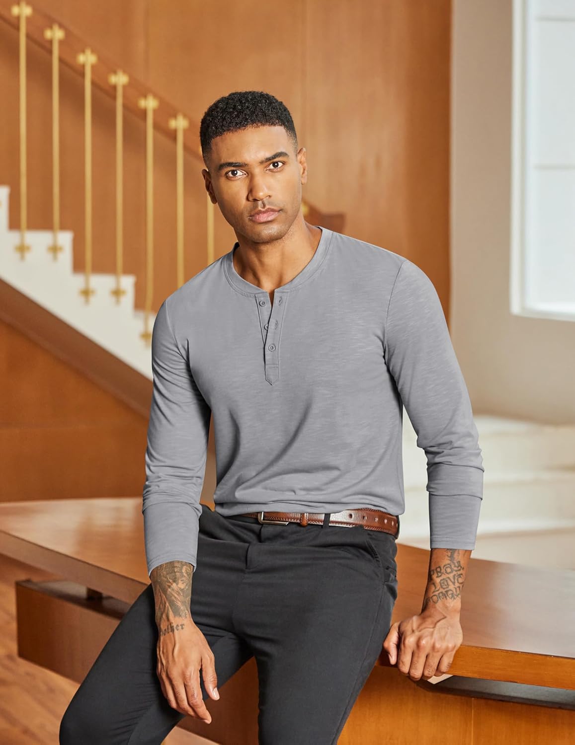 COOFANDY Men's Henley Shirts Long Sleeve Lightweight Button T-Shirt Casual Basic Tee Top - Image 7