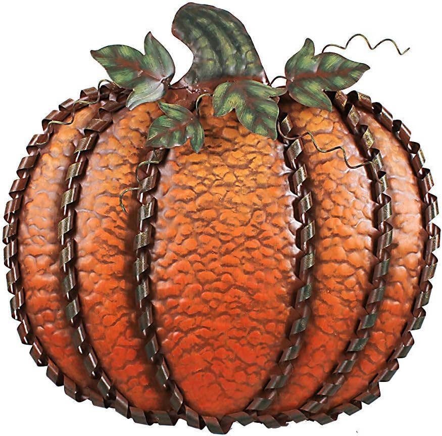 Metal Flat Pumpkin Decoration Indoor Outdoor Free Standing Metal Flat Pumpkins for Fall Harvest DecorThanksgiving Halloween Decoration - (19''H)
