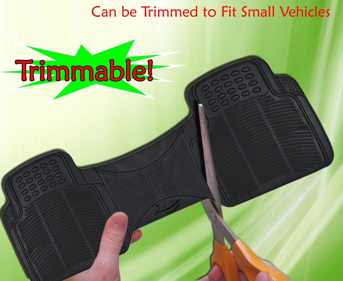 Zento Deals Car Floor Mat -Heavy Duty Weather Protection Mats Black - Rubber Runner Liner — view 3