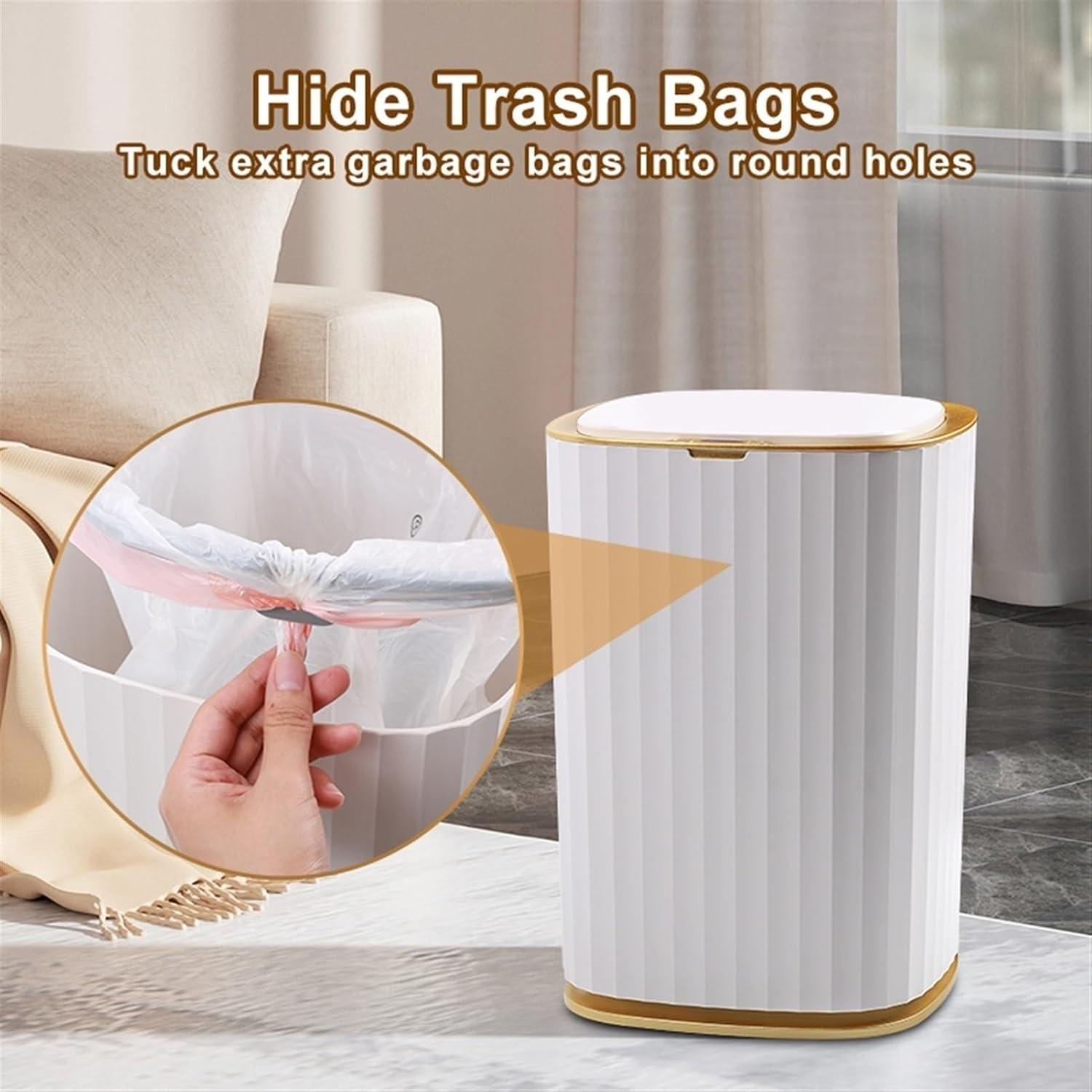 Garbage Can 12l Household Intelligent Induction Garbage Can Household Bathroom Living Room with Cover Electric Paper Basket Office Waste Paper Basket Wastepaper Basket