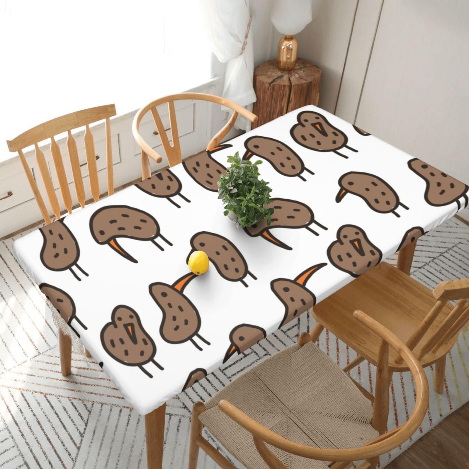 BNVSADC Kiwi Bird Cute Printed 5FT Tablecloth Polyester Kitchen Water Resistant Table Cloth Dining Table Decoration Table Covers, 152x76 CM