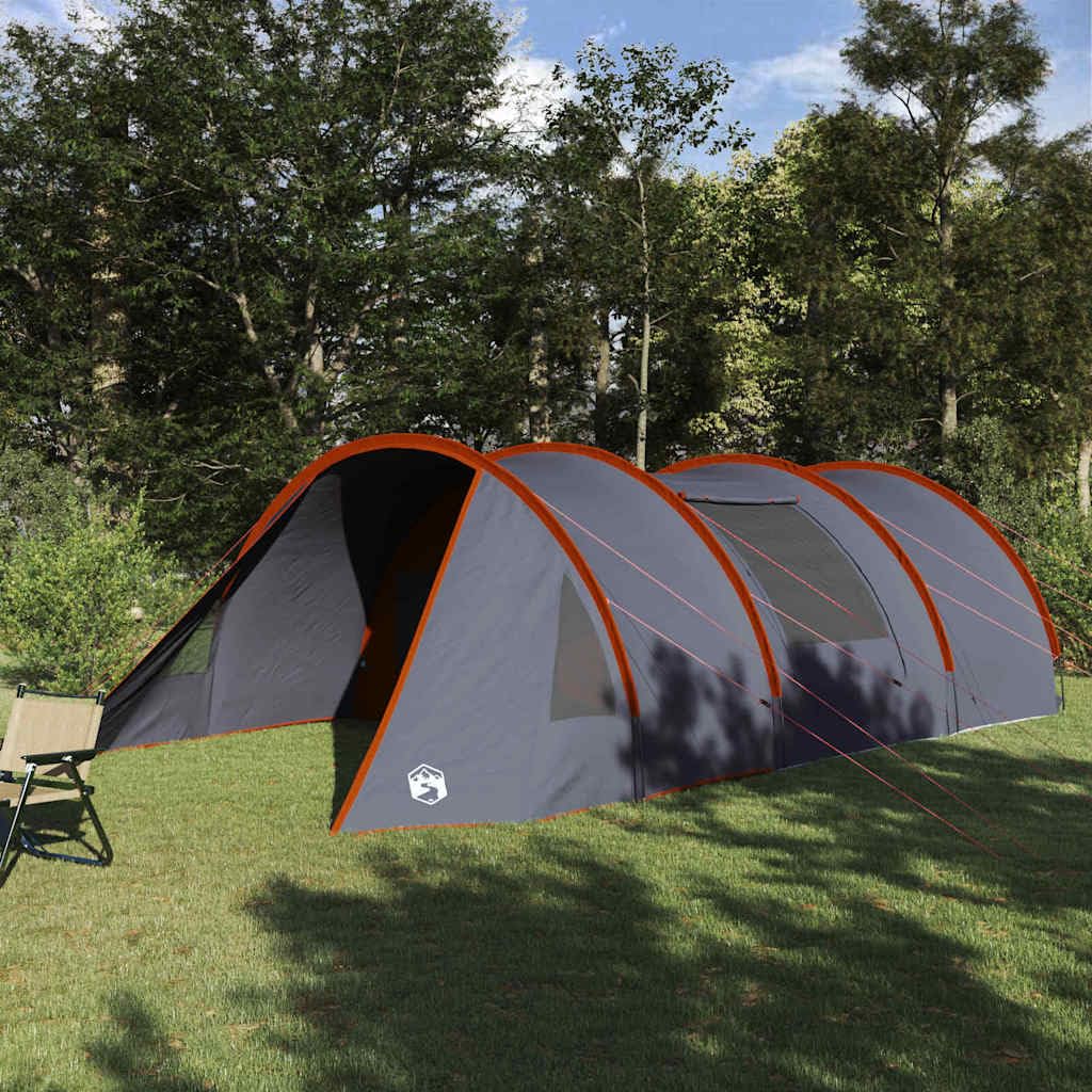 Mangloder Tunnelzelt für 5 Personen Grau Orange 805 x 405 x 211 cm wasserdicht UV-beständig Campingzelt für Garten, Strand, Wandern, Outdoor, Familien, Trekking, leicht, kompakt, robust