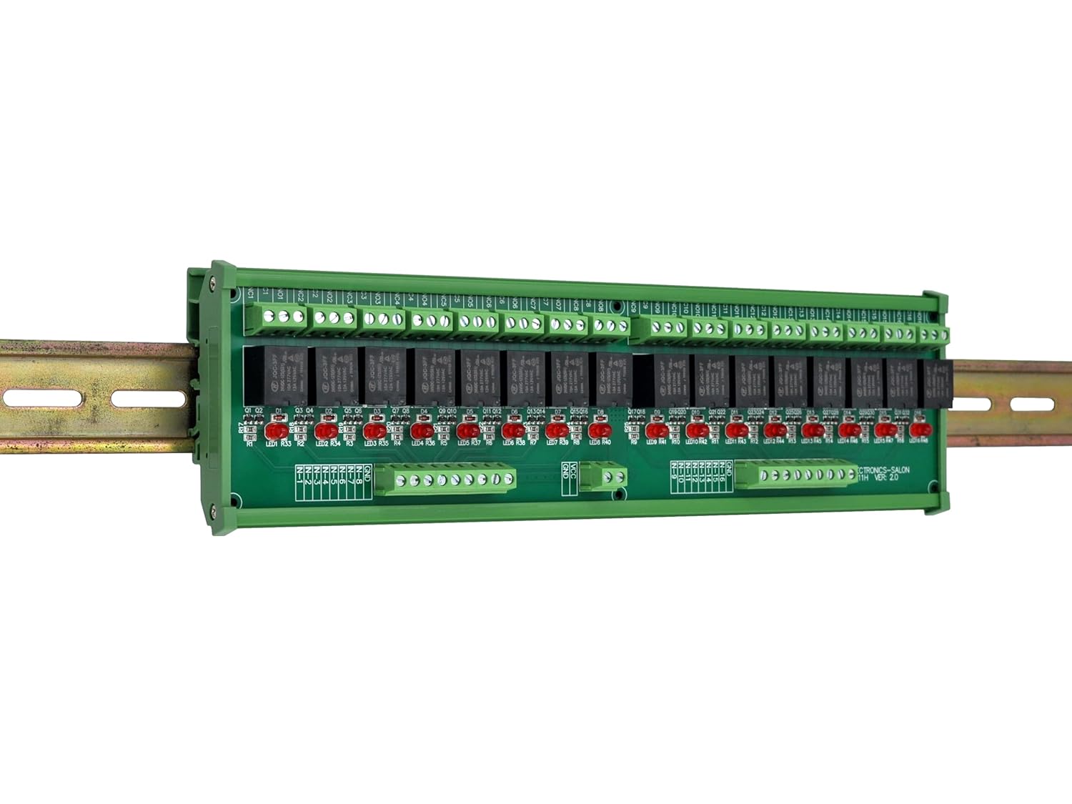 DIN Rail Mount 16 SPDT 10Amp Power Relay Interface Module (DC 24V)