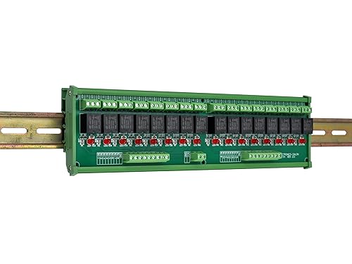 Vista 12 de Montaje en carril DIN 16 SPDT 10Amp Power Relay Interface Module (DC 12V)