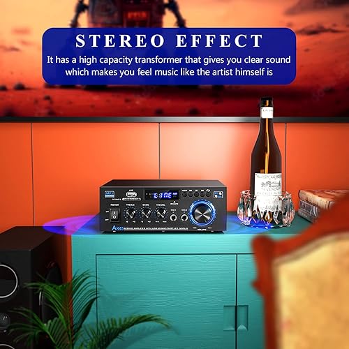 Miniatura 5 de Facmogu AK45 Amplificador de potencia estéreo Bluetooth inalámbrico, MAX 350Wx2 RMS 40Wx2, amplificador digital de alta fidelidad Bluetooth 5.0 de