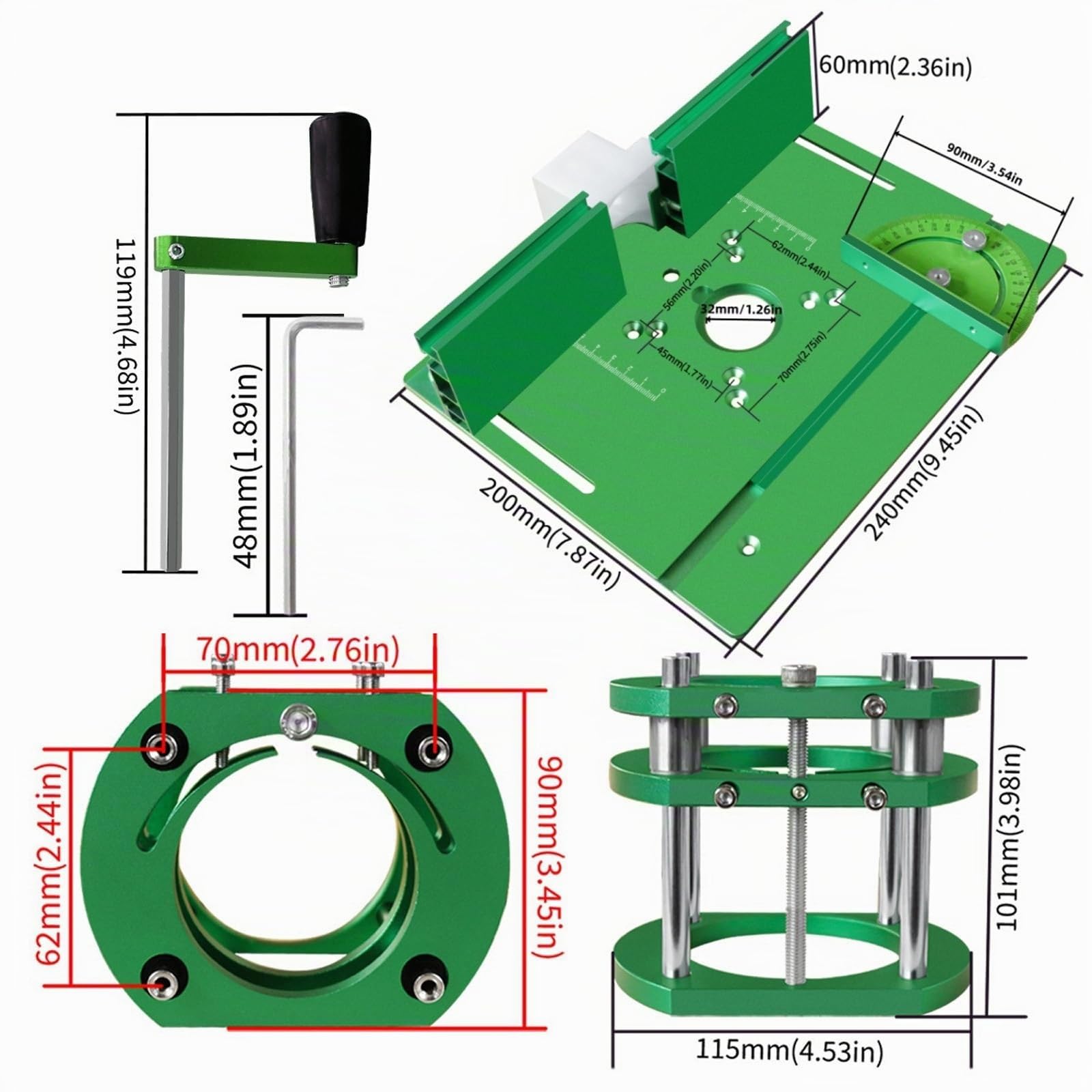 Mesa Fresadora for Madera, Placa de Inserción for Mesa de Fresado, Kits de Sistemas de Accesorios