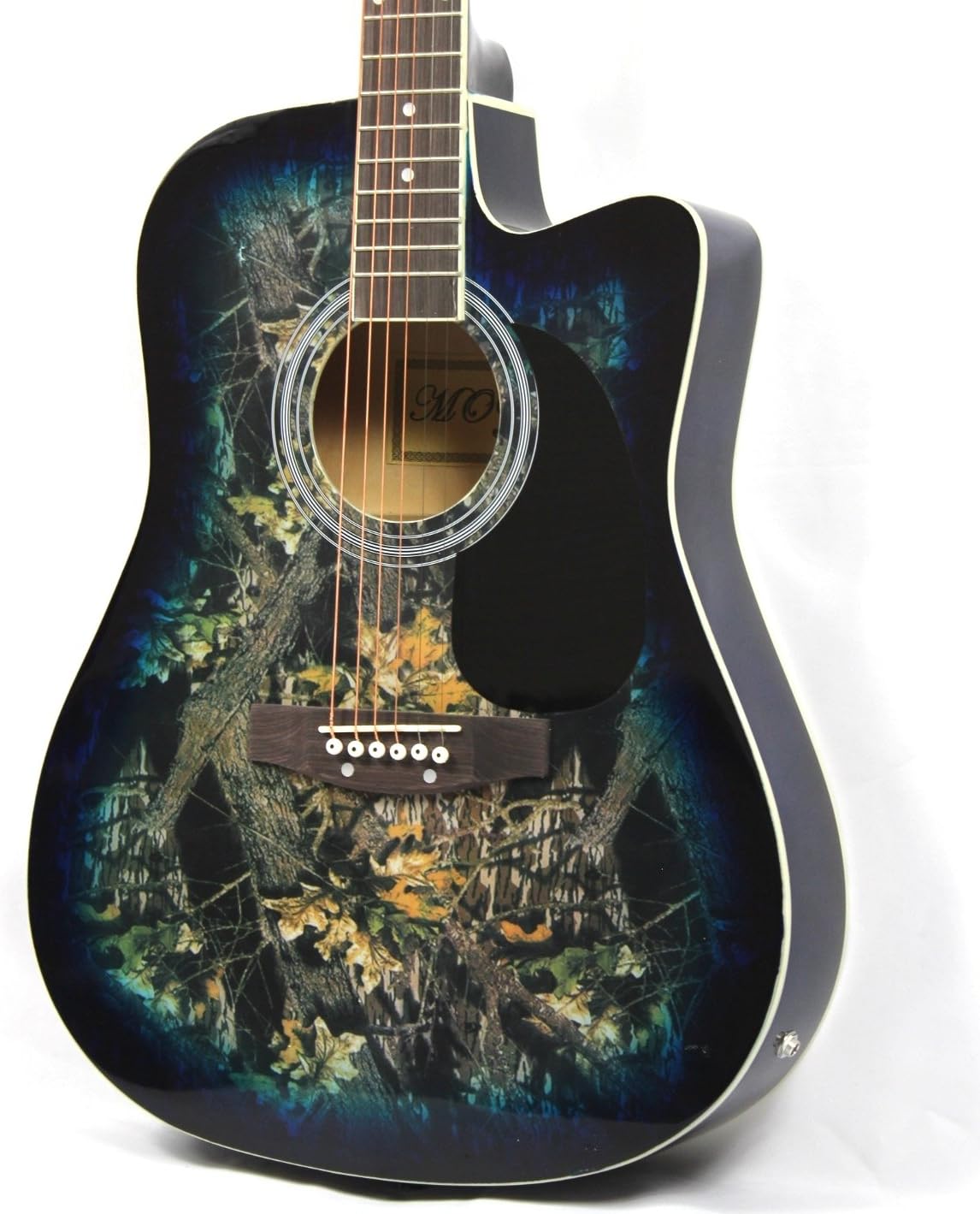 Moz Full Size Thin Body Blue Acoustic Electric Guitar with 8 Accessories