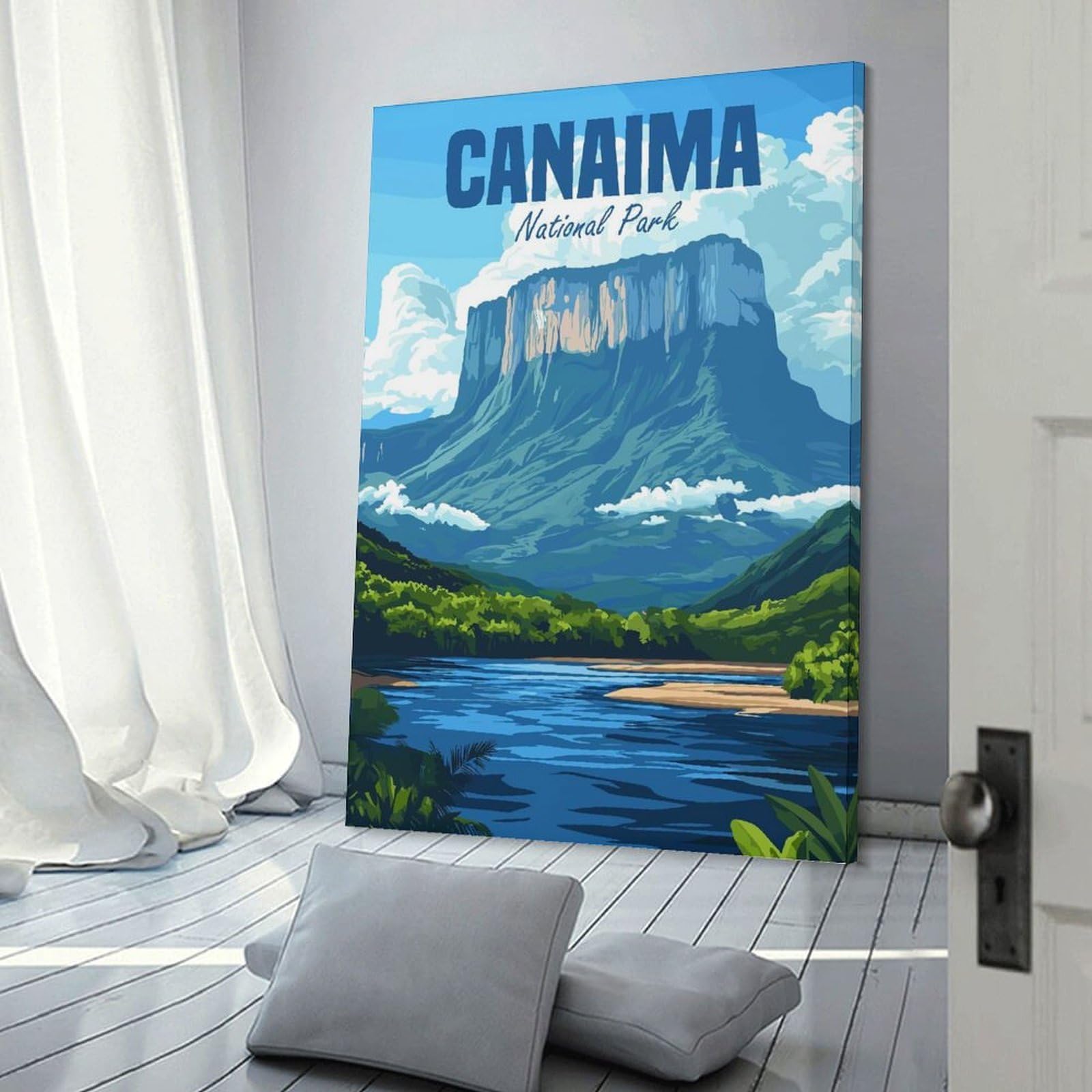 Junmoney Canvas Wall Art Canaima National Park, 12x18inch(30x45cm), for Lounge Decor, Bedroom Walls Or Flats, A Home Accent with Warm Character