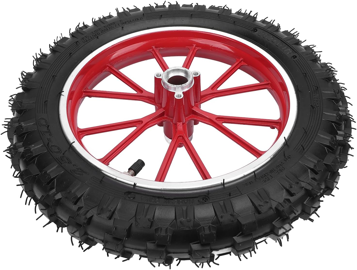 Generic 2.5-10 Wheel Hub Tire, Rubber Wear Metal Structure, Front Wheel, Fitment for Small Off Road Motorcycles, Specifically Designed (Red)