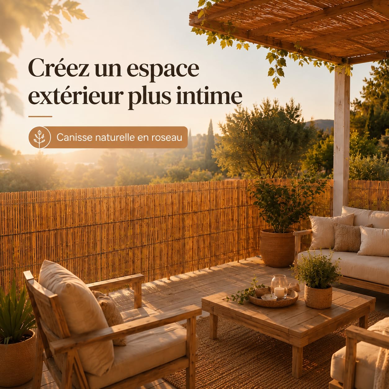 WERKA PRO Lot de 2 Brise-Vue Canisse en Roseau Naturel, 1 x 5 m, Liens en Fil de Fer Plastifié, Occultant pour Clôture et Terrasse (100 x 500 cm)