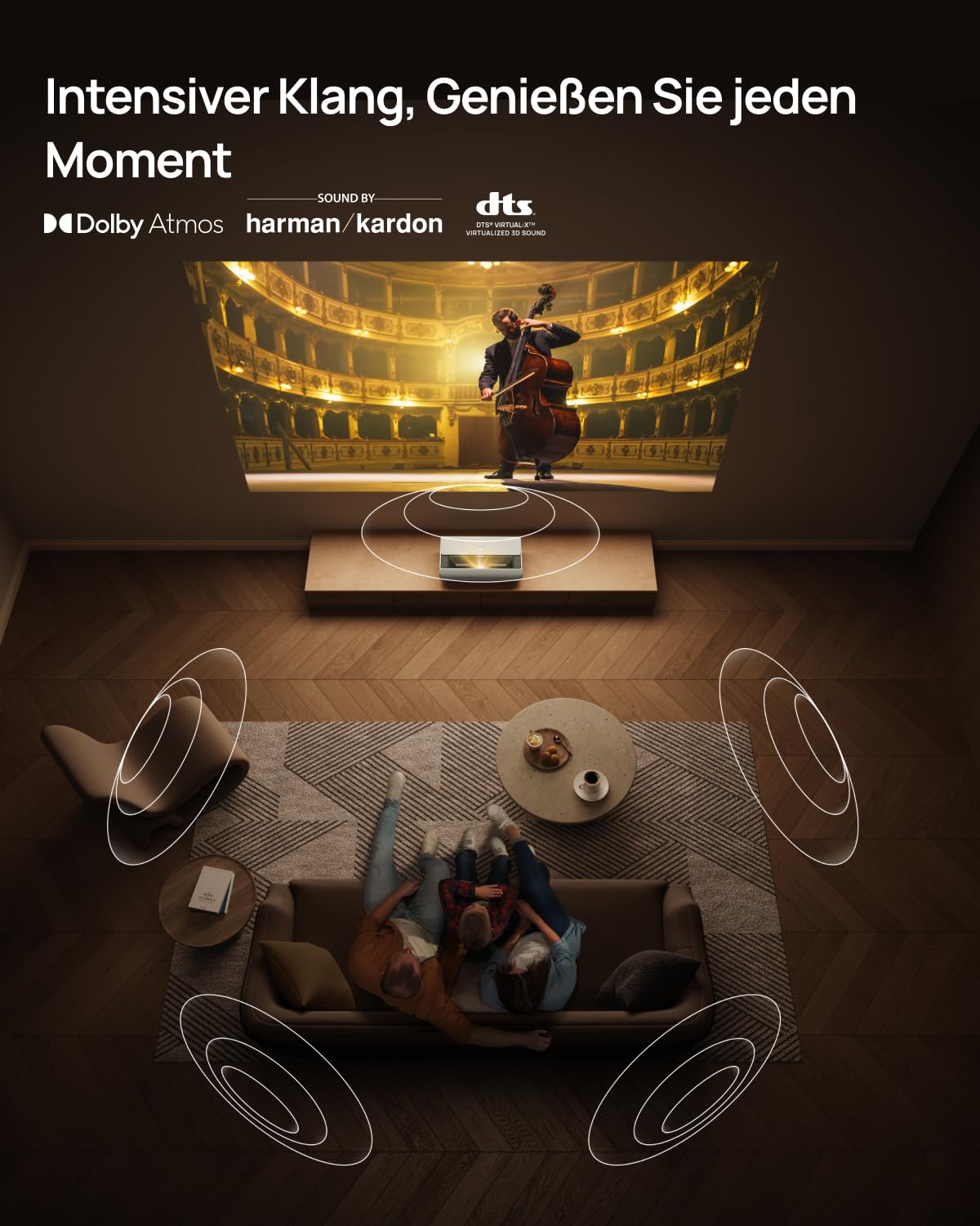 XGIMI Aura 2 4K Ultrakurzdistanz Laser Beamer, 2300 ISO Lumen Projektor | Dolby Vision & IMAX Enhanced, 1.000.000:1 Dynamisches Kontrastverhältnis, 60W Harman Kardon Integrierte Lautsprecher