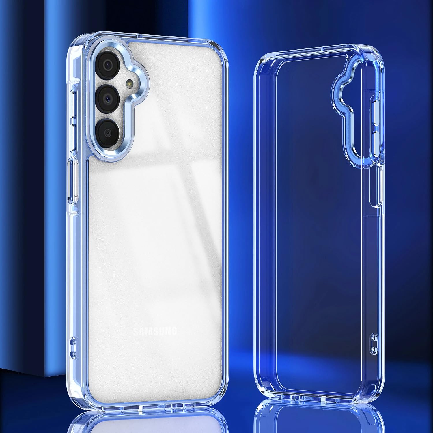 Étui Transparent de Luxe Samsung A36 avec Finition Bleue Pure