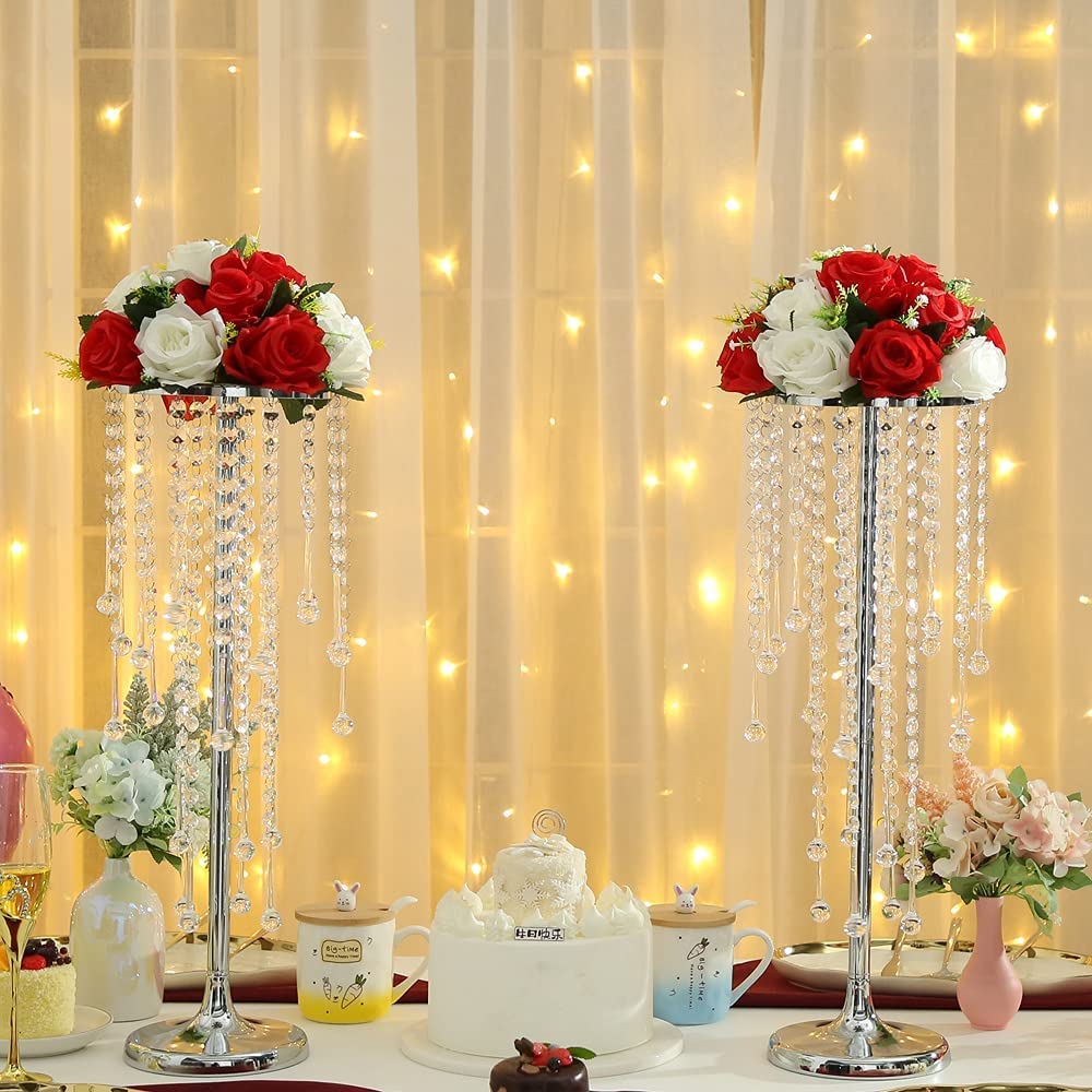 Jarron Dorados Para Centros De Ma De Boda, Soporte De Flor De Cristal Con Cristal Colgant, Candelabro Redondo De 5 Nivel, Pedtal Para Boda R - AliExprs