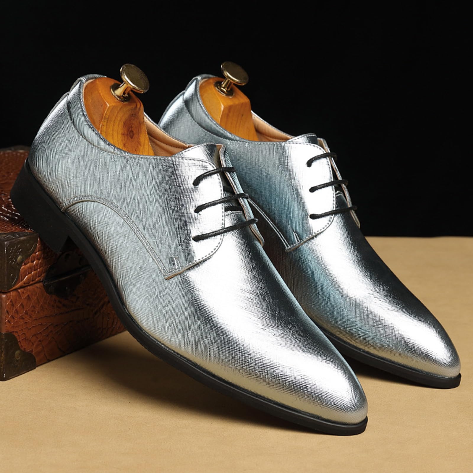 Scarpe Derby da uomo scarpe formali da uomo classiche scarpe stringate da uomo, Argento, 39 1/3 EU