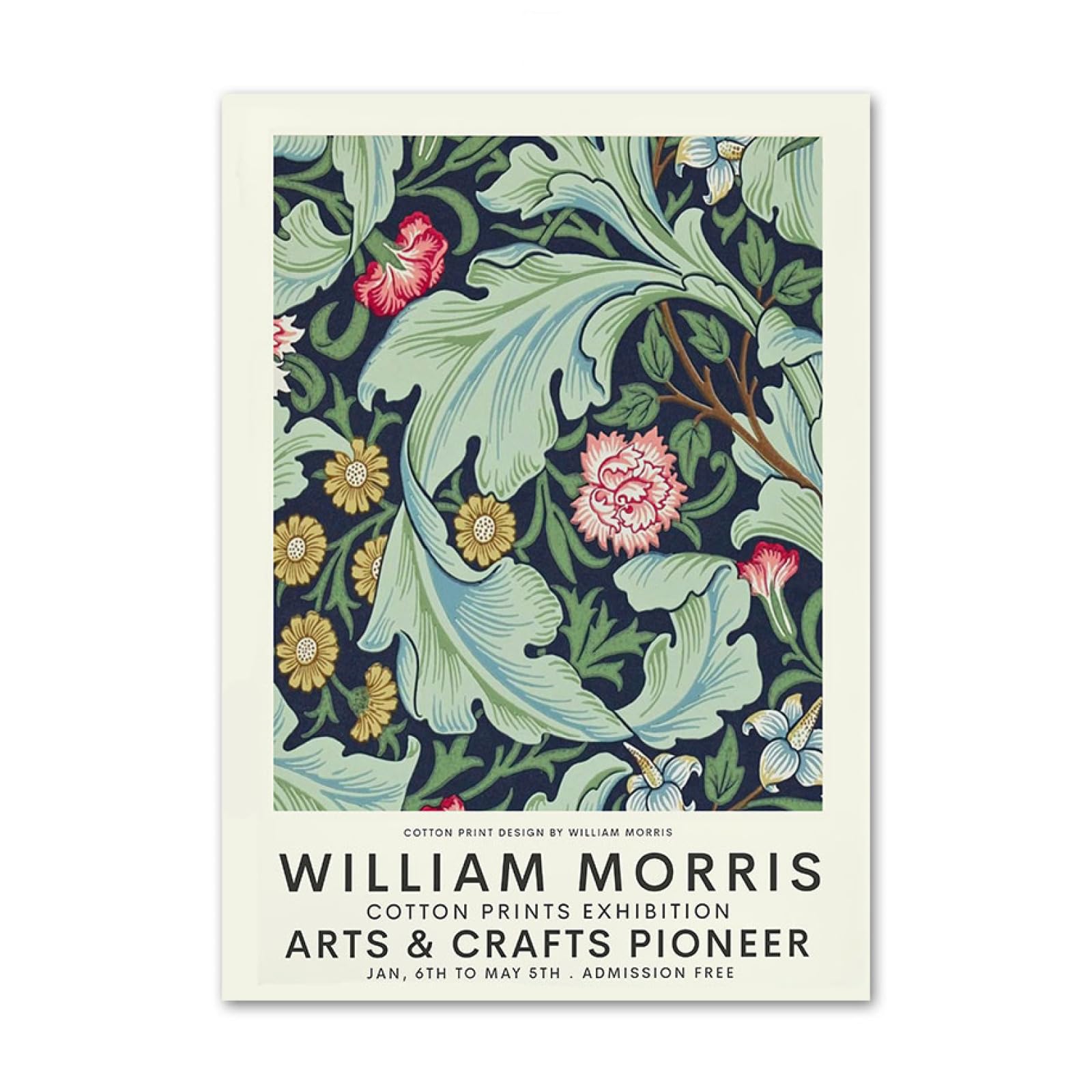 MIDEFINCH Poster Su Tela William Morris – Stampa Floreale Vintage In Stile Art Nouveau Con Cornice In Legno E Corda