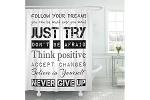 Emvency Black Inspirational Shower Curtain