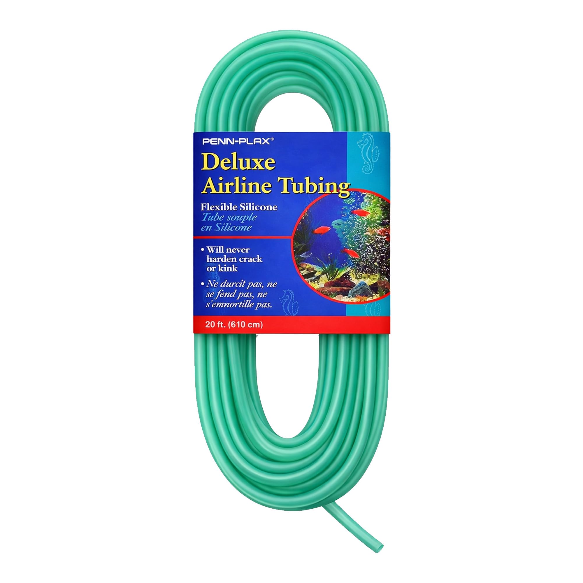 Penn-Plax Deluxe Airline Tubing for Aquariums – Made of Durable Silicone – Safe for Freshwater and Saltwater Fish Tanks – 20 Feet