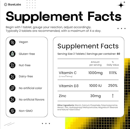 Miniatura 7 de Time Release Vitamina C 1000 mg + Vitamina D3 1000 UI + Zinc 30 mg  Apoyo inmunológico y refuerzo de colágeno  Sin OMG, antioxidante durante todo el