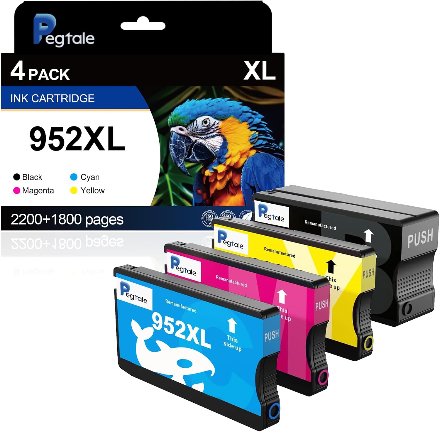 952XL Ink Cartridges Combo Pack Latest Upgrade Replacement for HP 952XL Ink Cartridges Combo Pack 952 XL for Officejet Pro 8710 8702 7720 7740 8700 8715 8210 OfficeJet 8702 Printers (4 Pack, B/C/M/Y)