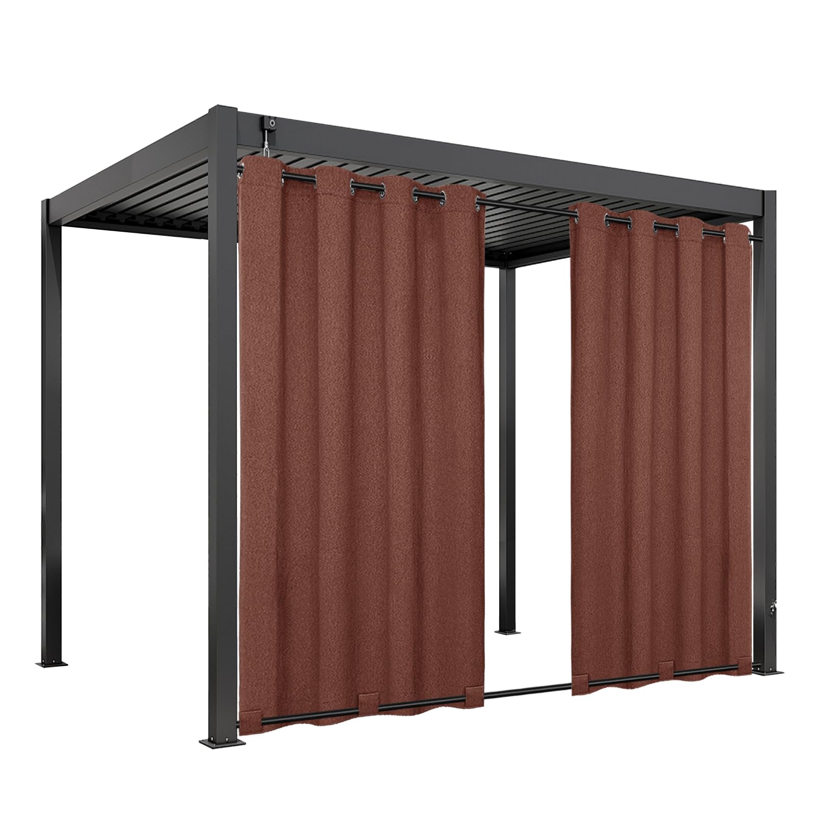 Easy-Going Linen Look Outdoor Curtains Waterproof Windproof Porch Curtains, Soft Thicken Outdoor Privacy Curtains for Patio, Gazebo, Grommet Top and Tab Bottom Drape, 1 Panel, 54x96 inch, Terra Red-image-22